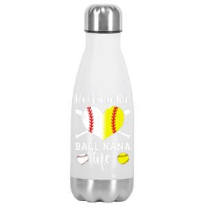 Rocking The Ball Nana Life Softball Baseball Nana Grandma Gift Stainless Steel Insulated Water Bottle