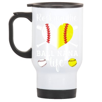 Rocking The Ball Nana Life Softball Baseball Nana Grandma Gift Stainless Steel Travel Mug