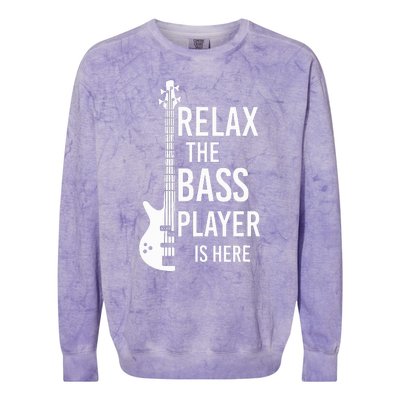 Relax The Bass Player Is Here Bass Guitar Colorblast Crewneck Sweatshirt