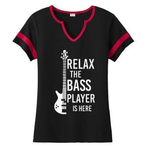 Relax The Bass Player Is Here Bass Guitar Ladies Halftime Notch Neck Tee