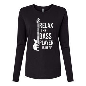 Relax The Bass Player Is Here Bass Guitar Womens Cotton Relaxed Long Sleeve T-Shirt