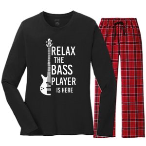 Relax The Bass Player Is Here Bass Guitar Women's Long Sleeve Flannel Pajama Set 