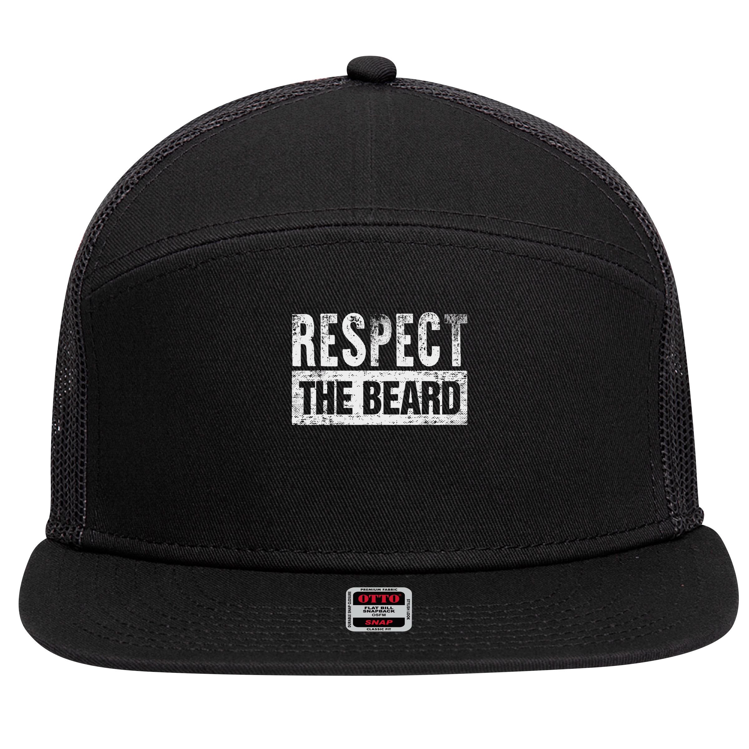 Respect The Beard 7 Panel Mesh Trucker Snapback Hat