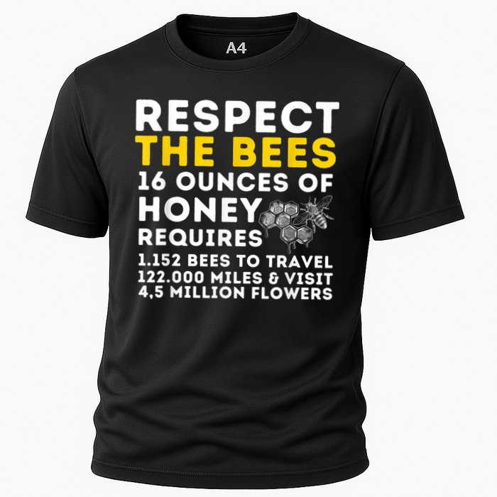 Respect The Bees Bee Lover Beekeeping & Beekeeper Cooling Performance Crew T-Shirt