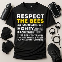 Respect The Bees Bee Lover Beekeeping & Beekeeper Cooling Performance Crew T-Shirt