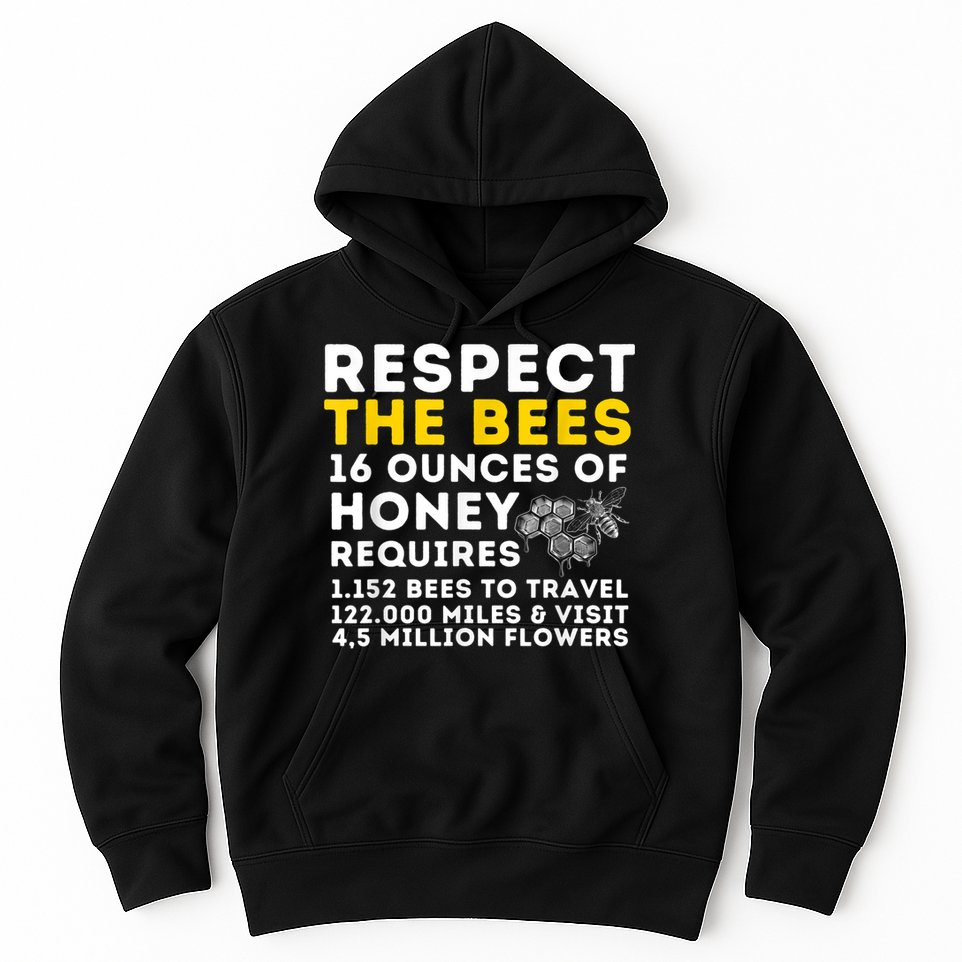 Respect The Bees Bee Lover Beekeeping & Beekeeper Hoodie