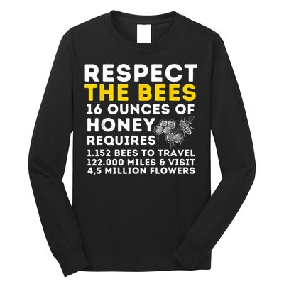 Respect The Bees Bee Lover Beekeeping & Beekeeper Long Sleeve Shirt