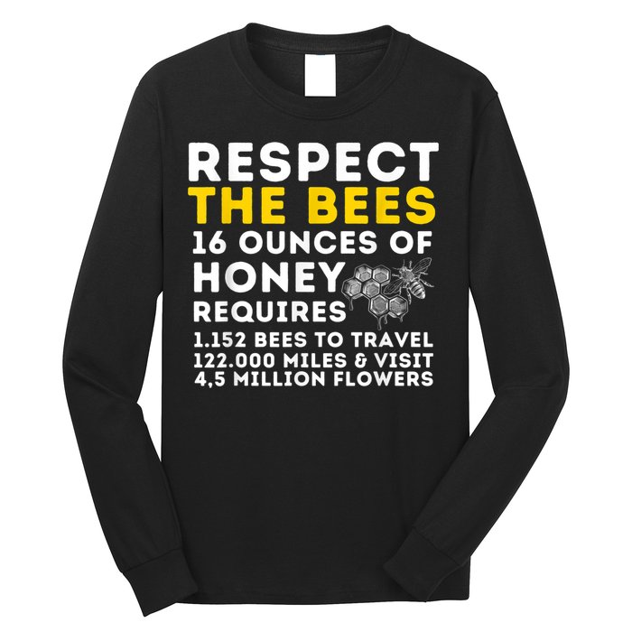 Respect The Bees Bee Lover Beekeeping & Beekeeper Long Sleeve Shirt