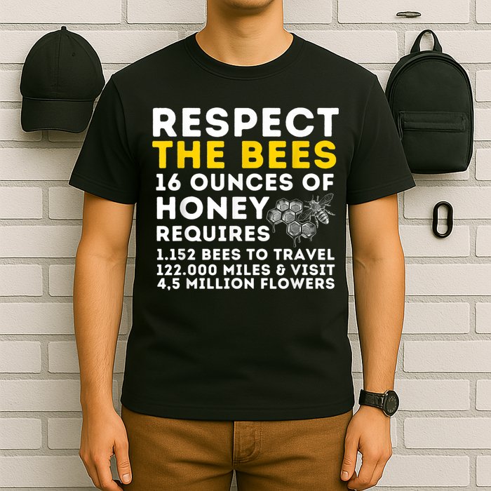 Respect The Bees Bee Lover Beekeeping & Beekeeper T-Shirt