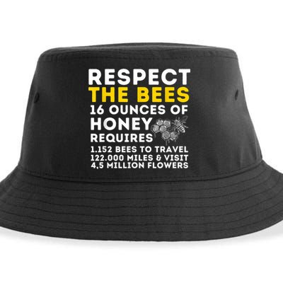 Respect The Bees Bee Lover Beekeeping & Beekeeper Sustainable Bucket Hat