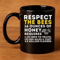 Respect The Bees Bee Lover Beekeeping & Beekeeper 11oz C Handle Ceramic Mug