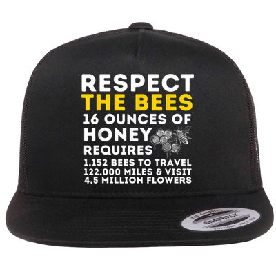 Respect The Bees Bee Lover Beekeeping & Beekeeper Flatbill Hat