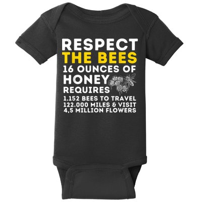 Respect The Bees Bee Lover Beekeeping & Beekeeper Baby Bodysuit