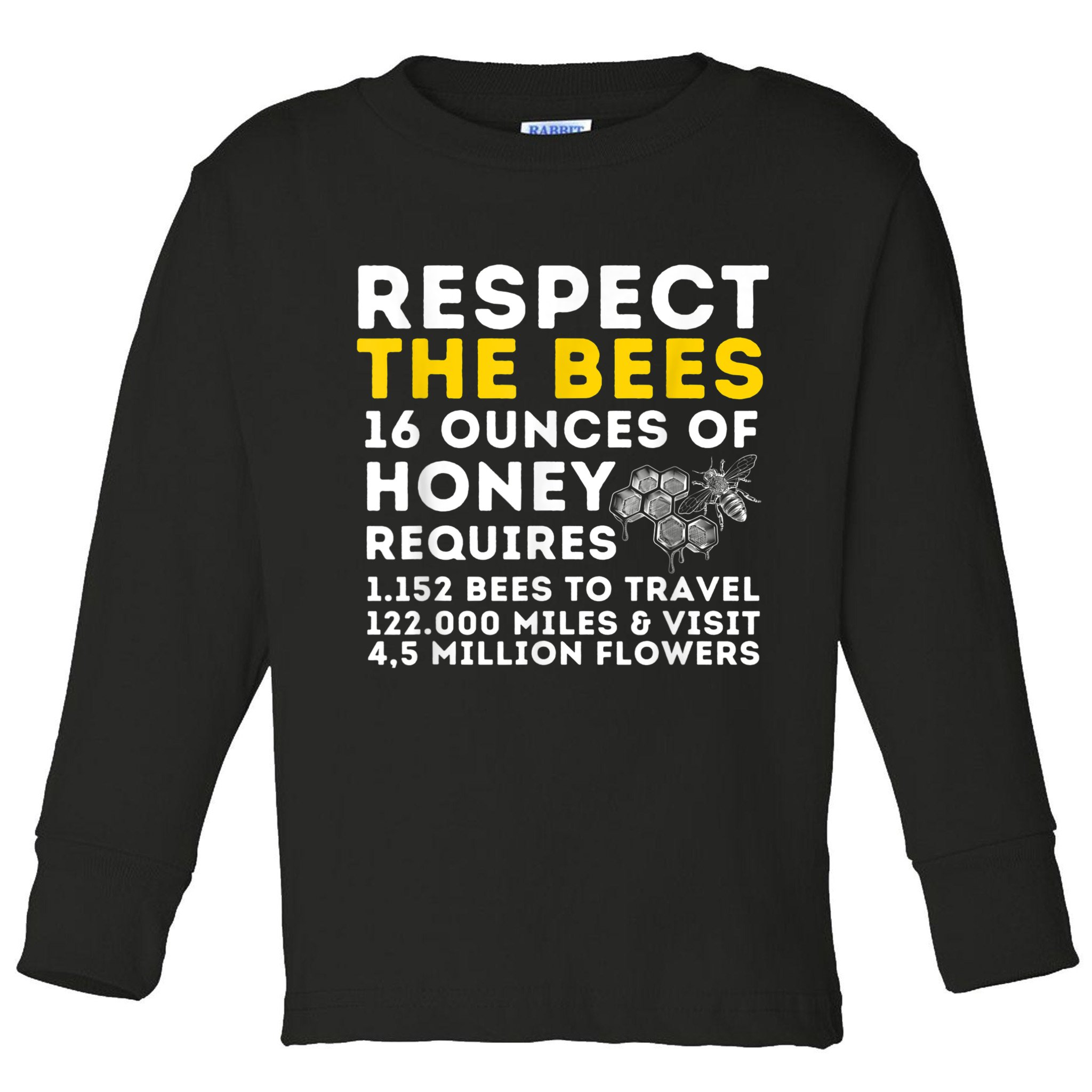 Respect The Bees Bee Lover Beekeeping & Beekeeper Toddler Long Sleeve Shirt
