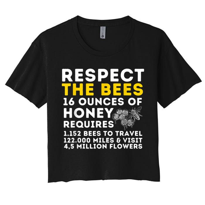 Respect The Bees Bee Lover Beekeeping & Beekeeper Women's Crop Top Tee