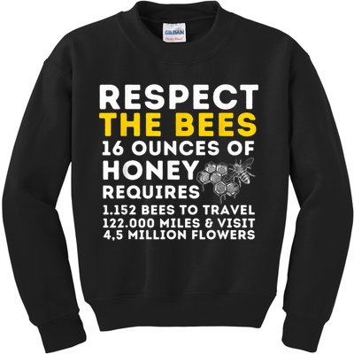 Respect The Bees Bee Lover Beekeeping & Beekeeper Kids Sweatshirt