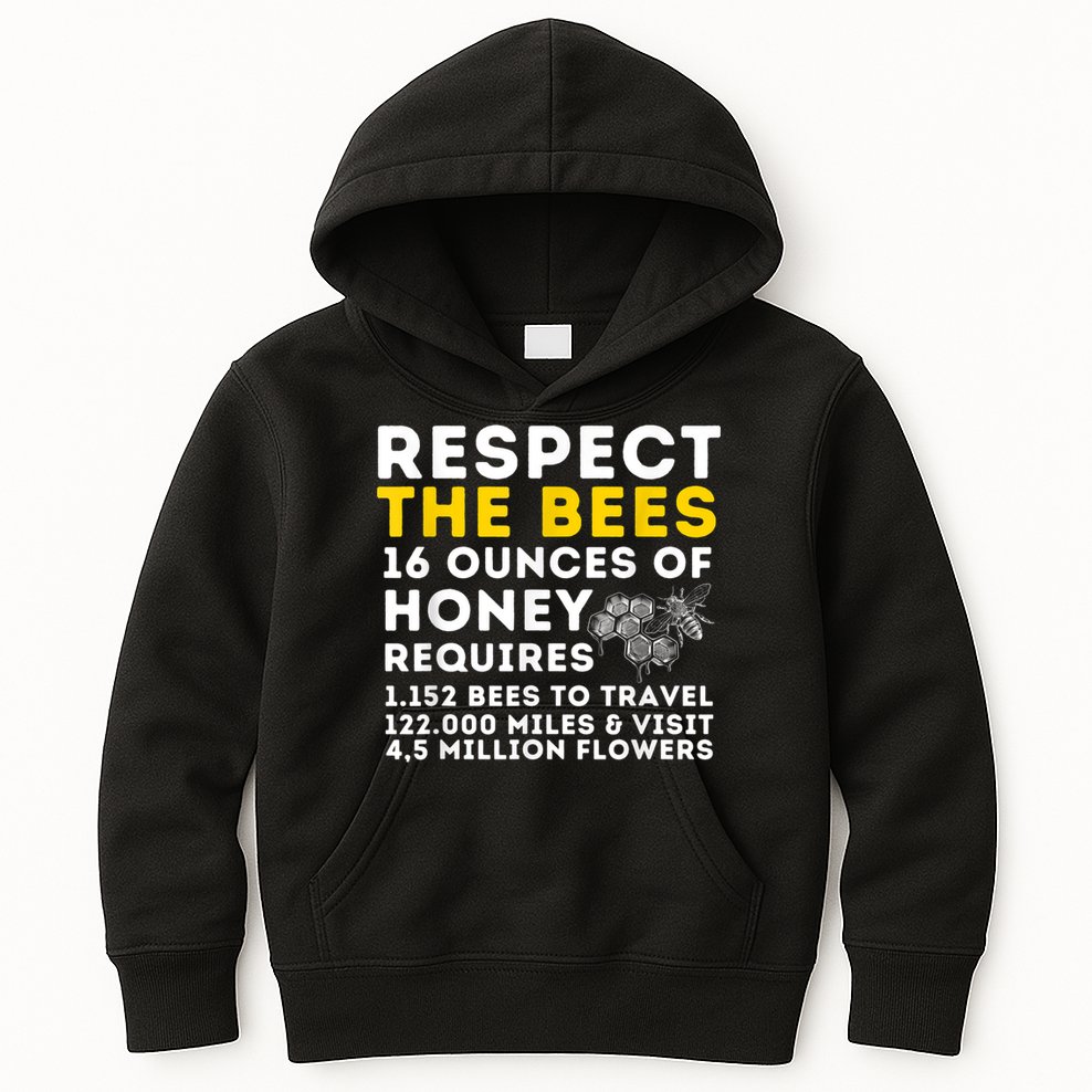 Respect The Bees Bee Lover Beekeeping & Beekeeper Kids Hoodie