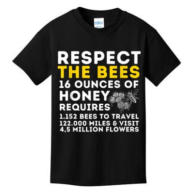 Respect The Bees Bee Lover Beekeeping & Beekeeper Kids T-Shirt
