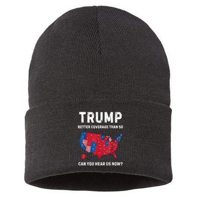 Retro Trump Better Coverage Than 5g Can You Hear Us Now Sustainable Knit Beanie