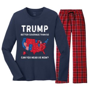 Retro Trump Better Coverage Than 5g Can You Hear Us Now Women's Long Sleeve Flannel Pajama Set 