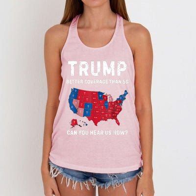 Retro Trump Better Coverage Than 5g Can You Hear Us Now Women's Knotted Racerback Tank