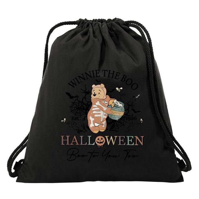 Retro The Boo Halloween Boo To You Too Drawstring Bag