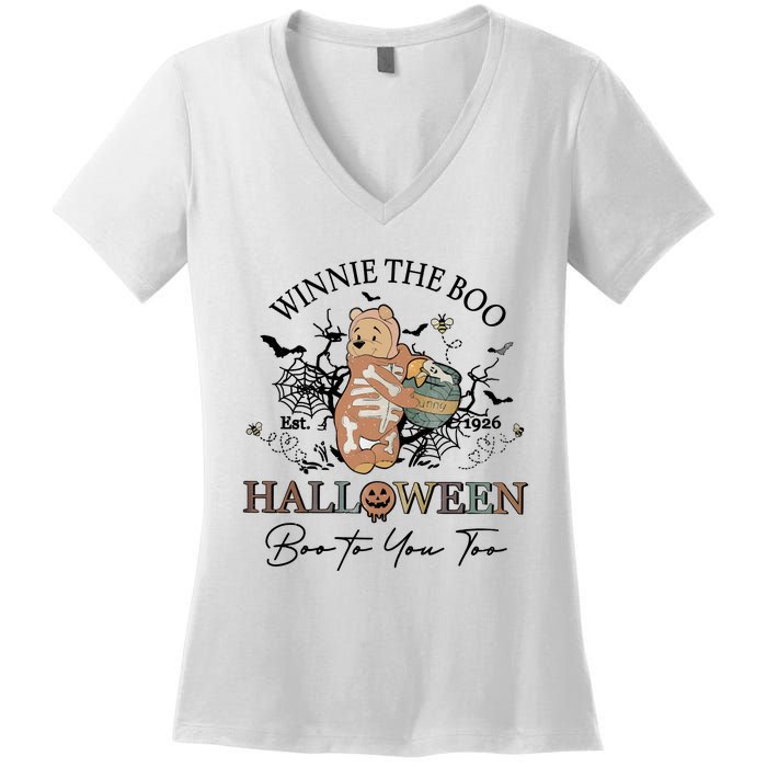 Retro The Boo Halloween Boo To You Too Women's V-Neck T-Shirt