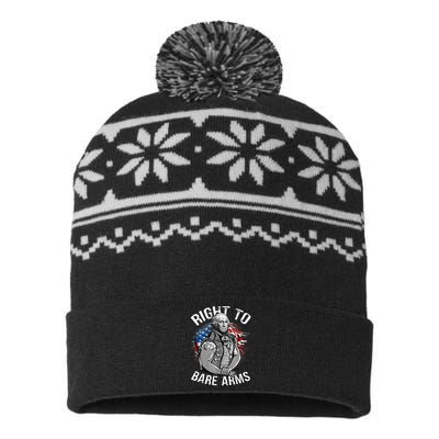 Right To Bare Arms 4th Of July Funny Gym Workout USA-Made Snowflake Beanie