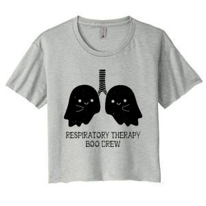 Respiratory Therapy Boo Crew Lungs Halloween Therapist Rt Cool Gift Women's Crop Top Tee