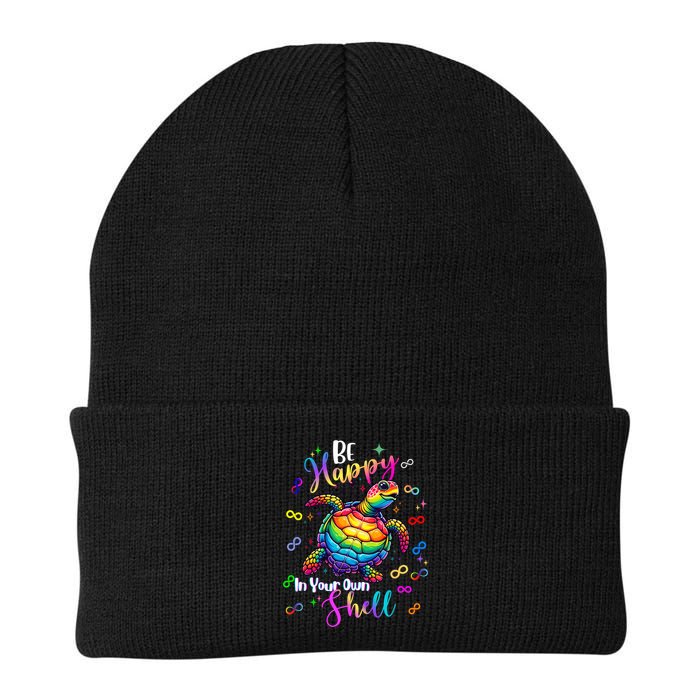 Rainbow Turtle Be Happy In Your Own Shell Autism Awareness Knit Cap Winter Beanie