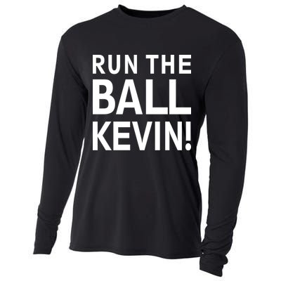 Run The Ball Kevin Funny Football Fan Meme Cooling Performance Long Sleeve Crew