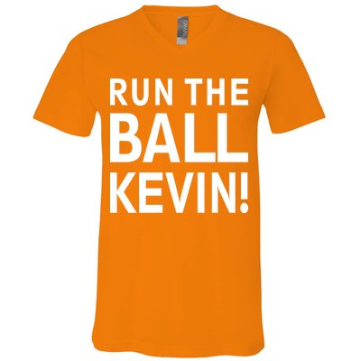 Run The Ball Kevin Funny Football Fan Meme V-Neck T-Shirt