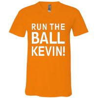 Run The Ball Kevin Funny Football Fan Meme V-Neck T-Shirt