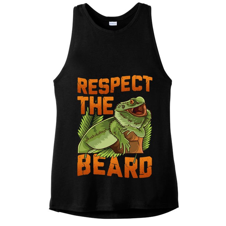Respect The Beard Tee Funny Bearded Dragon Ladies PosiCharge Tri-Blend Wicking Tank