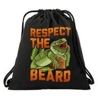 Respect The Beard Tee Funny Bearded Dragon Drawstring Bag