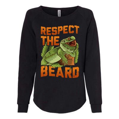 Respect The Beard Tee Funny Bearded Dragon Womens California Wash Sweatshirt