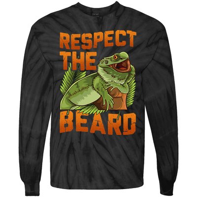 Respect The Beard Tee Funny Bearded Dragon Tie-Dye Long Sleeve Shirt