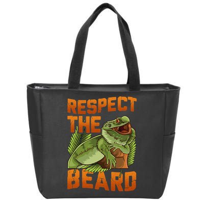 Respect The Beard Tee Funny Bearded Dragon Zip Tote Bag