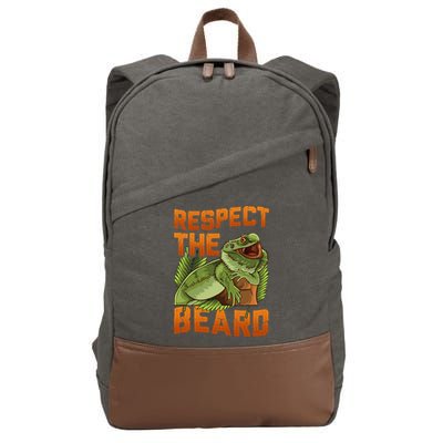 Respect The Beard Tee Funny Bearded Dragon Cotton Canvas Backpack