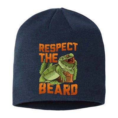 Respect The Beard Tee Funny Bearded Dragon Sustainable Beanie