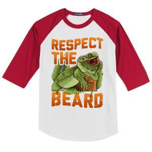 Respect The Beard Tee Funny Bearded Dragon Kids Colorblock Raglan Jersey