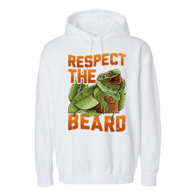 Respect The Beard Tee Funny Bearded Dragon Garment-Dyed Fleece Hoodie