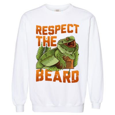 Respect The Beard Tee Funny Bearded Dragon Garment-Dyed Sweatshirt