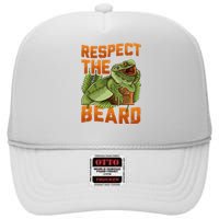 Respect The Beard Tee Funny Bearded Dragon High Crown Mesh Back Trucker Hat