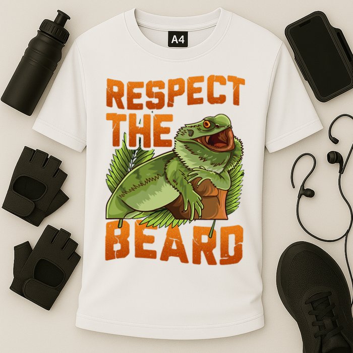 Respect The Beard Tee Funny Bearded Dragon Performance Shirt