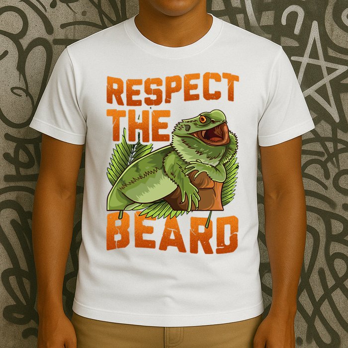 Respect The Beard Tee Funny Bearded Dragon T-Shirt