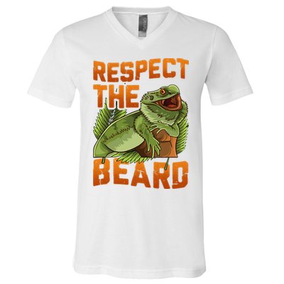 Respect The Beard Tee Funny Bearded Dragon V-Neck T-Shirt
