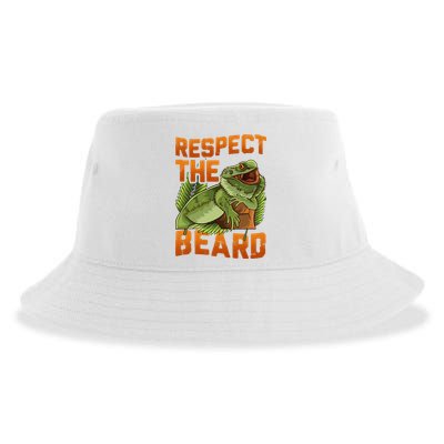 Respect The Beard Tee Funny Bearded Dragon Sustainable Bucket Hat