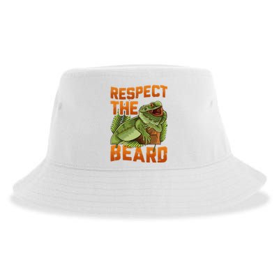 Respect The Beard Tee Funny Bearded Dragon Sustainable Bucket Hat