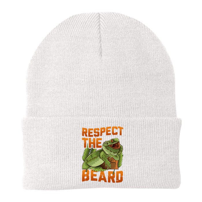 Respect The Beard Tee Funny Bearded Dragon Knit Cap Winter Beanie